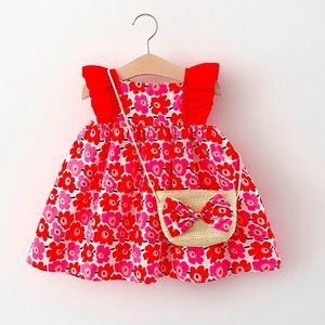 Toddler girls princess casual dress and bag set